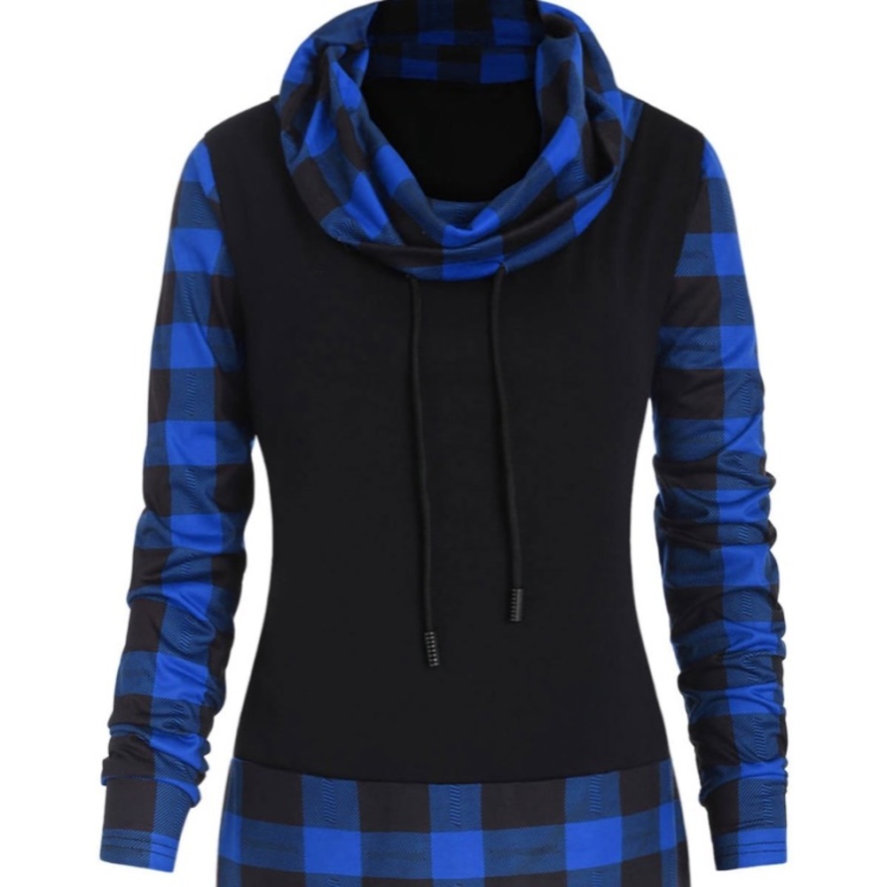 Blue plaid panel tee